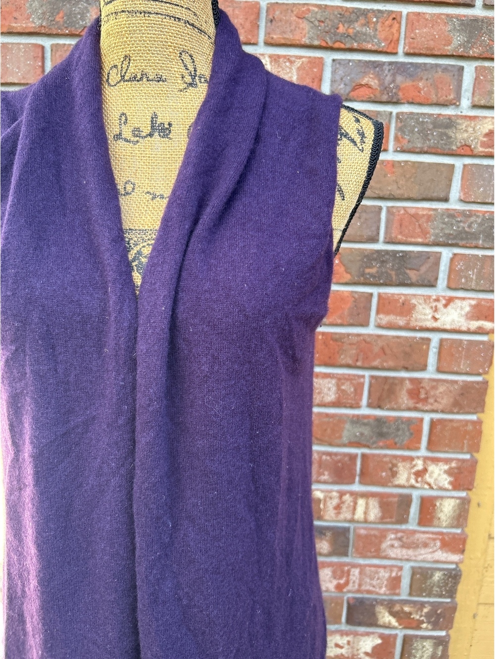 Max Studio Purple 100% Cashmere Sleeveless Open Front Vest Medium